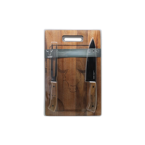 Set tabla, cuchillo y tenedor acero inoxidable Wayu